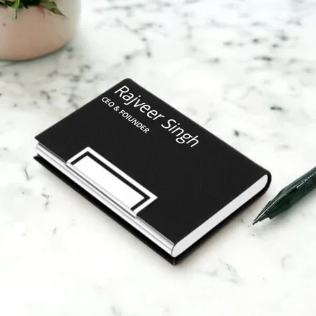 Black Customized PU Leather Professional Visiting Card Wallet Visiting Card Holders for Men & Women
