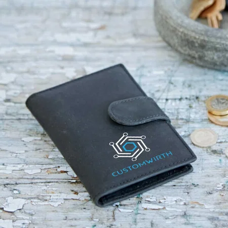 Black Customized Leather Visiting Card Holder for Men and Women