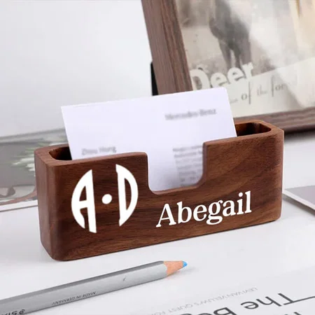 Brown Customized Visiting Card Holder Stand Organizer for Office Desk