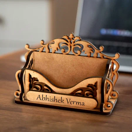 Light Brown Customized Visiting Card Holder for Desk Organizer