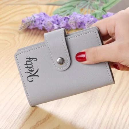 Grey Customized 26 Slot Card Holder for Women Men