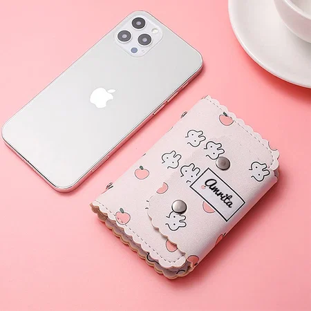 Pink Customized 20 Slots Leather Visiting Card Holder for Men & Women