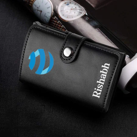 Black Customized POP-UP RFID Blocking Visiting Card Holder for Men and Women