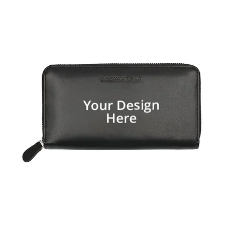 Black Customized Brown Bear Leather Women's Wallet