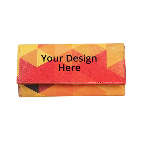 Multi Coloured Customized Triangle Patterns Faux Leather Women's Wallet