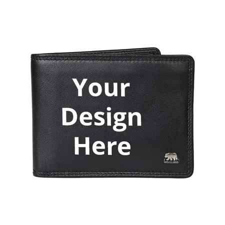 Black Customized Leather Men's RFID Blocking Wallet