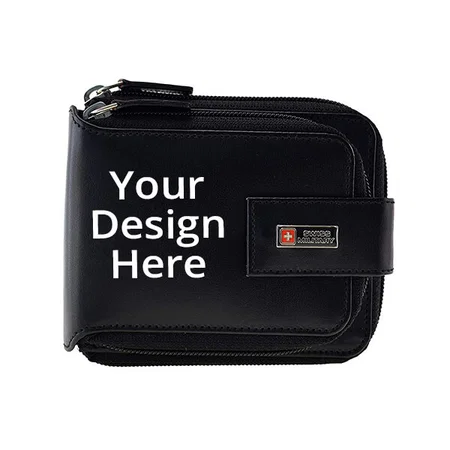 Black Customized Swiss Military Synthetic Men's Wallet