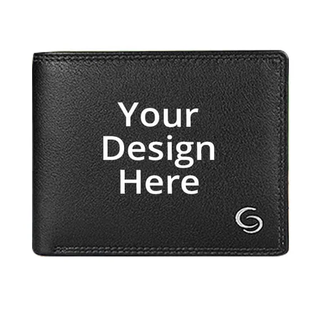 Black Customized Geotree RFID Blocking Leather Wallet for Men