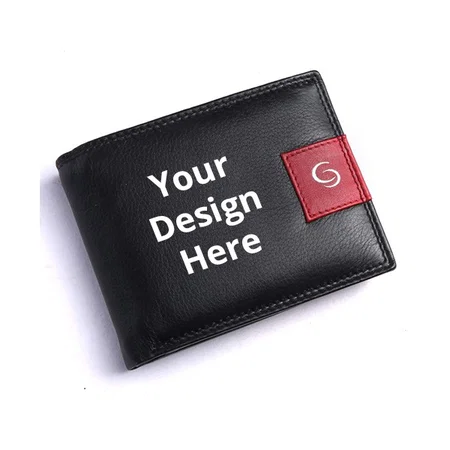 Black Customized RFID Blocking Leather Wallet for Men