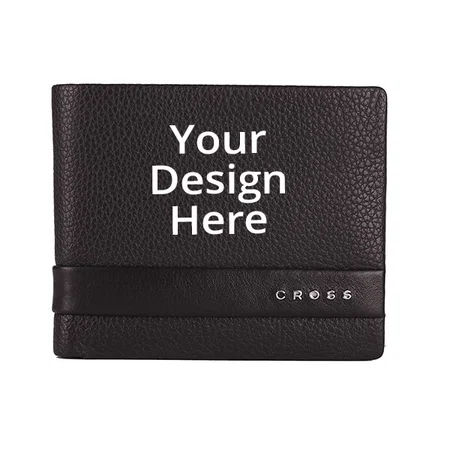 Black Customized Cross Genuine Leather Men's Wallet