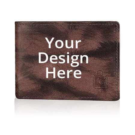 Brown Customized Le Craf RFID Protected Brown Wallet for Men