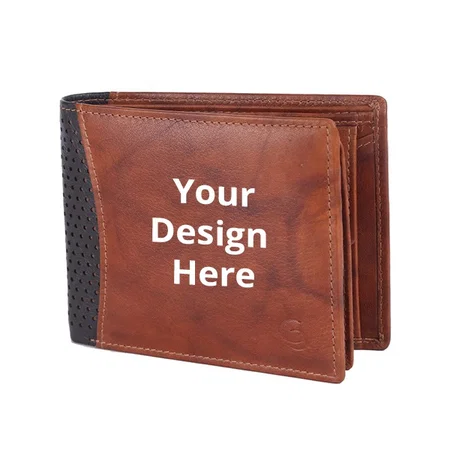 Tan Customized RFID Blocking Leather Wallet for Men