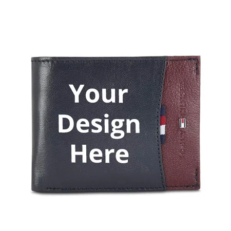 Navy Customized Tommy Hilfiger Leather Men's Wallet