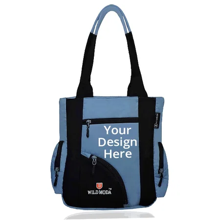 Grey & Black Customized Women Shoulder Tote Bag