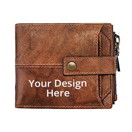 Brown Customized Spiffy Genuine Leather with ATM Card Space Wallet For Men