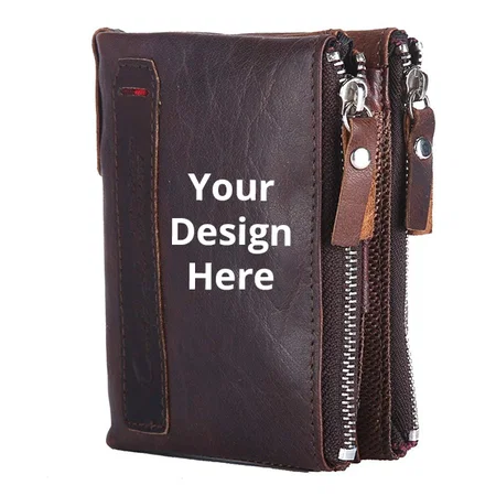 Chocolate Brown Customized Men's Genuine Leather RFID Blocking Wallet
