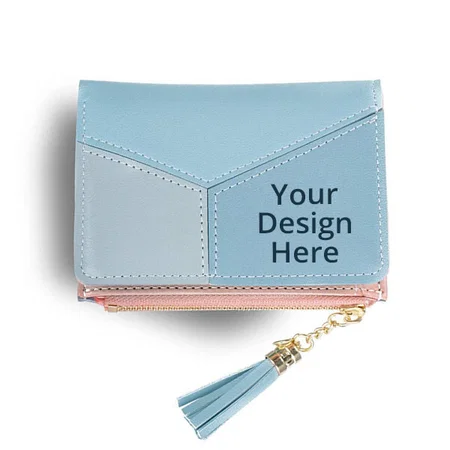 Light Blue Customized Multi Uthility Wallet with Credit Card Holder