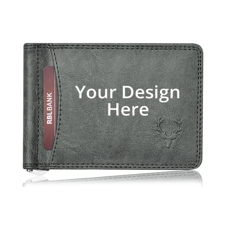 Dark Grey Customized Allen Solly Bi-Fold Slim Wallet With Card Holder For Men