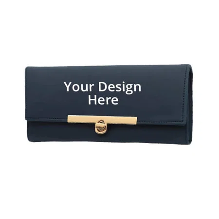 Peacock Blue Customized Women's Leather Hand Clutch