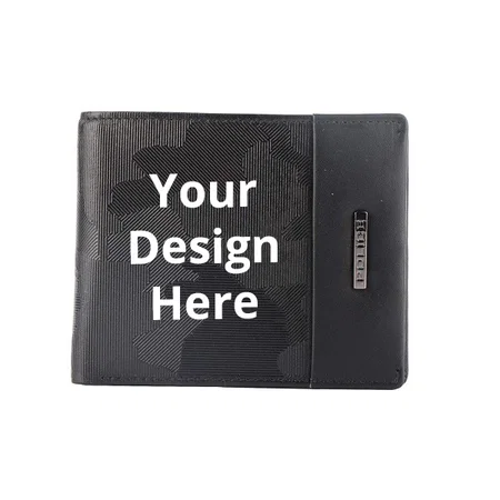 Black Customized Wallet with Card Holder Pockets and Coin Pocket Purse