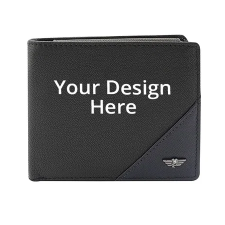 Black Customized Police Groix Men's Leather Over Flap Coin Wallet