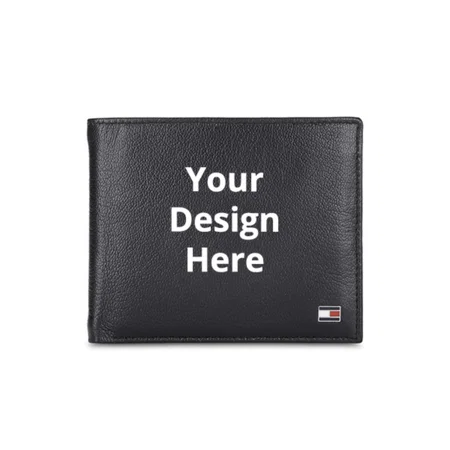 Black Customized Tommy Hilfiger Leather Men's Wallet