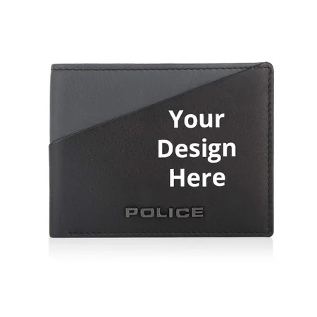 Black Customized Men's Leather Wallet with RFID