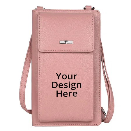 Ruby Pink Customized Urban Forest Leather Sling Wallet For Women