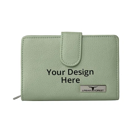 Mint Green Customized Urban Forest Leather Wallet for Women