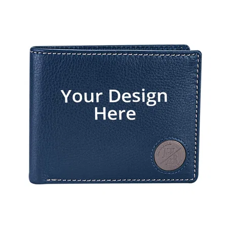 Navy Blue Customized Horn Bull RFID Blocking Leather Wallet For Men