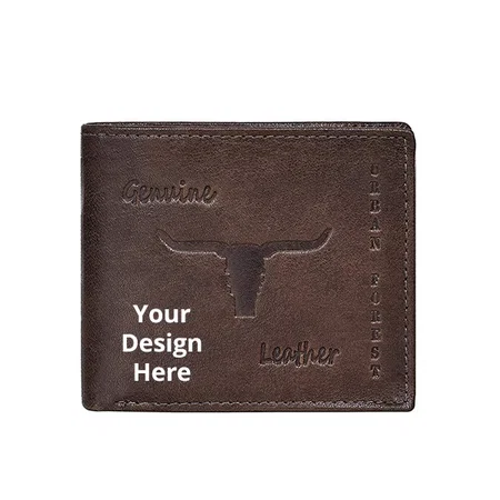 Brown Customized Urban Forest Leather Wallet and Premium Keychain Combo Set