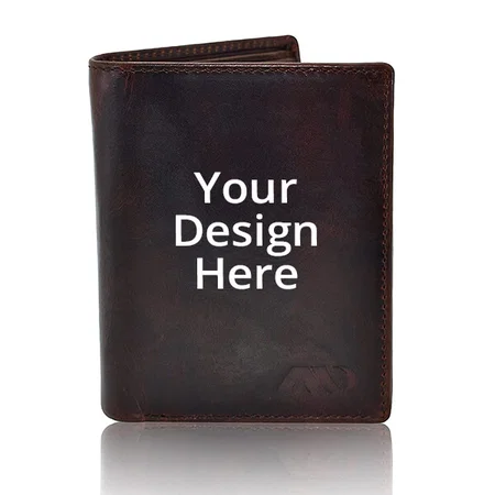 Vintage Brown Customized Annodyne Genuine Leather Tri Fold Wallet With Ten Card Slots For Men