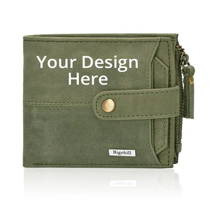Olive Green Rigohill RFID Protected Leather Wallet For Men