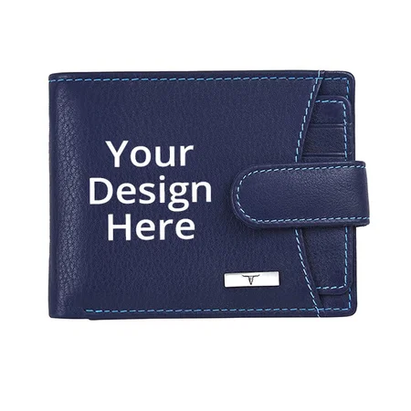 Blue Customized Urban Forest RFID Blocking Leather Wallet for Men
