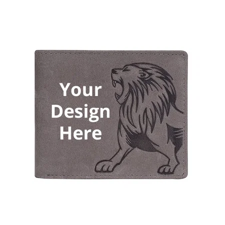 Grey Customized Urban Forest Vintage RFID Blocking Leather Wallet