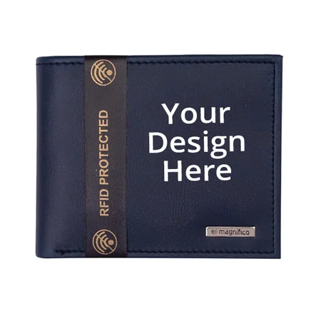 Blue Customized El Magnifico Faux Leather Formal RFID Men's Wallet