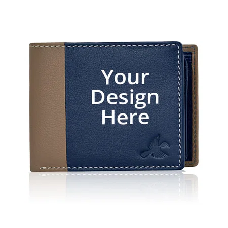 Blue Customized Hornbull Joseph Navy RFID Blocking Leather Men's Wallet