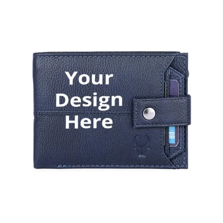 Navy Blue Customized Wildhorn Leather Wallet for Men, Ultra Strong Stitching, Handcrafted, RFID Blocking, Zip Wallet with 9 Card Slots, 2 ID Slots