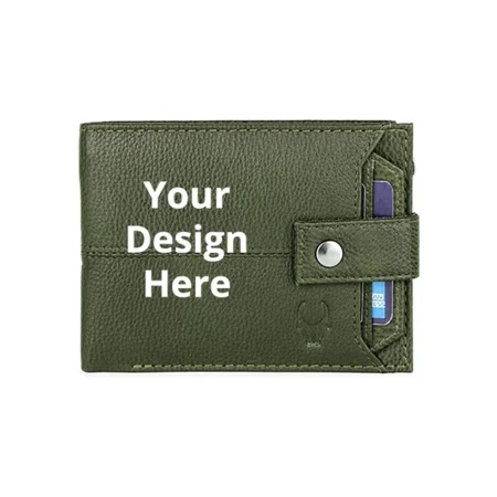 Green Customized Wallet | Ultra Strong Stitching | Handcrafted | RFID Blocking | Zip Wallet with 9 Card Slots | 2 ID Slots