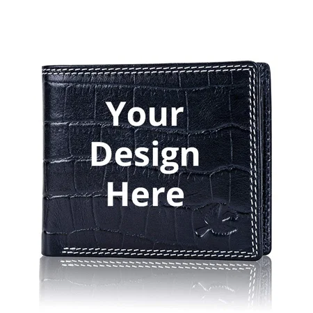 Blue Customized Hornbull RFID Blocking Leather Wallet for Men